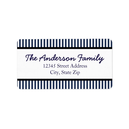 Blauw & witte streep - Adres Etiket (Voorkant)