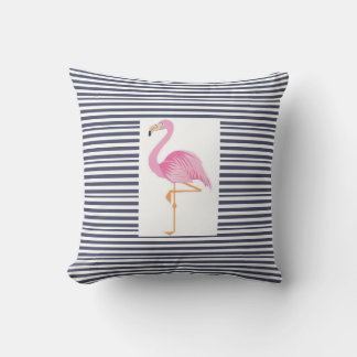 Blauw-witte streep flamingo kussen