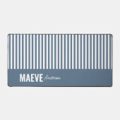 Blauw-witte streep gepersonaliseerde moderne elega bureaumat (Voorkant)