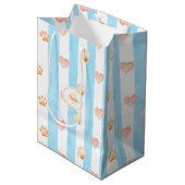 Blauw-witte streep - Harten, Poot, Print, Shell Medium Cadeauzakje (Voorkant Gekanteld)