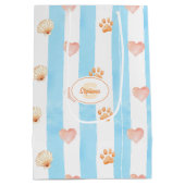 Blauw-witte streep - Harten, Poot, Print, Shell Medium Cadeauzakje (Achterkant)