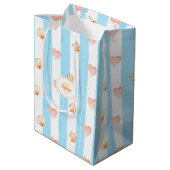Blauw-witte streep - Harten, Poot, Print, Shell Medium Cadeauzakje (Achterkant Gekanteld)