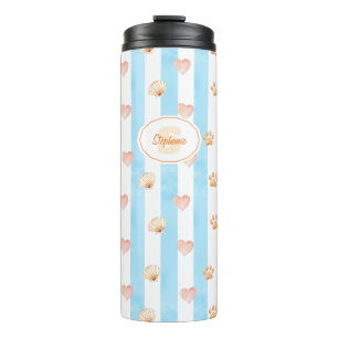 Blauw-witte streep - Harten, Poot, Print, Shell Thermosbeker