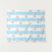 Blauw-witte streep - Harten, Poot, Print, Shell Wandkleed (Voorkant (horizontaal))