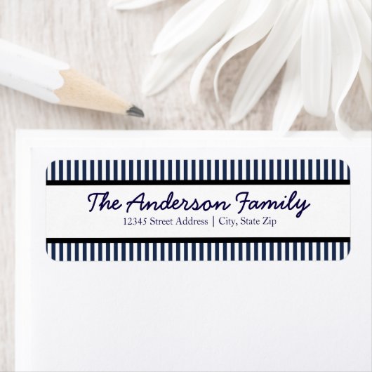 Blauw & witte streep - Retouradreslabel Etiket (Insitu)