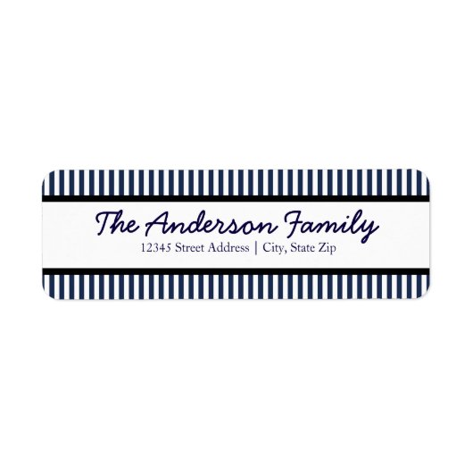 Blauw & witte streep - Retouradreslabel Etiket (Voorkant)