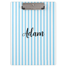 Blauw Witte Streep Script Naam Gepersonaliseerd Klembord