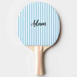 Blauw Witte Streep Script Naam Gepersonaliseerd Tafeltennisbatje