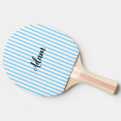 Blauw Witte Streep Script Naam Gepersonaliseerd Tafeltennisbatje (Zijkant)