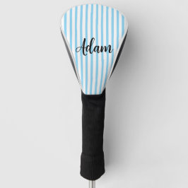Blauw Witte Streep Script Naam Persoonlijk Golfheadcover