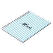 Blauw Witte Streep Script Naam Persoonlijk Notitieboek (Linkerzijde)