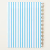 Blauw Witte Streep Script Naam Persoonlijk Planner (Achterkant)