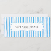 Blauw Witte Streep Vintage Strik Geschenkcertifica (Voorkant)