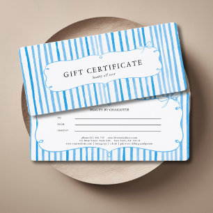 Blauw Witte Streep Vintage Strik Geschenkcertifica
