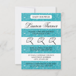 Blauw & Witte Strepen - 3x5 Baby Shower Uitnodigin Kaart