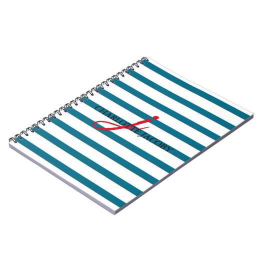 Blauw & witte strepen - Aangepast Notitieboek (Linkerzijde)