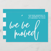 Blauw-witte strepen Adreswijziging Aankondiging (Voorkant / Achterkant)