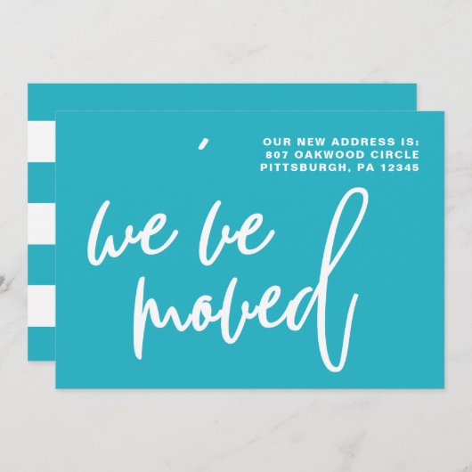 Blauw-witte strepen Adreswijziging Aankondiging (Voorkant / Achterkant)