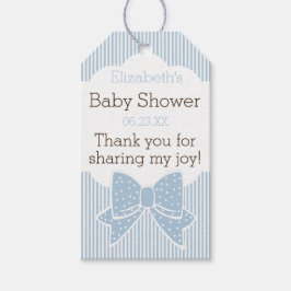 Blauw-witte strepen Baby shower Dank u Cadeaulabel