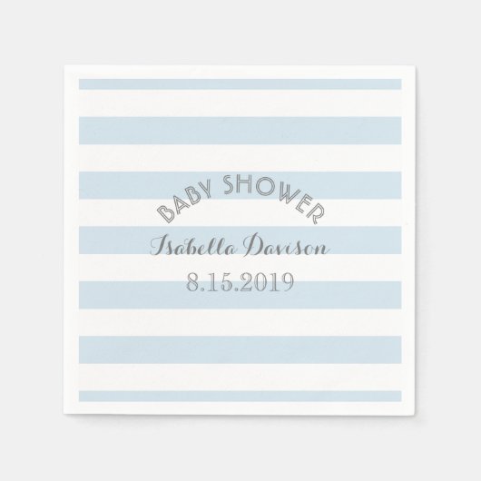 Blauw-witte strepen baby shower Papieren servetten (Voorkant)