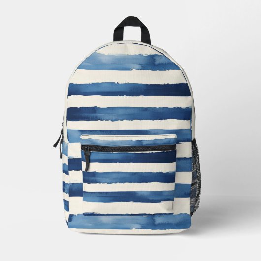 Blauw Witte Strepen Bedrukte Rugzak (Voorkant)