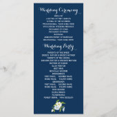 Blauw witte strepen, bloemen moderne bruiloft prog programmakaart (Achterkant)