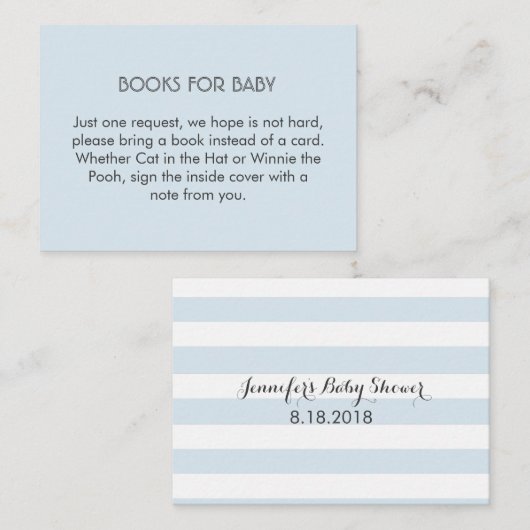 Blauw-witte strepen Boek Aanvraag Invoegen Informatiekaartje (Voorkant / Achterkant)