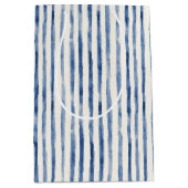 Blauw Witte Strepen Bruidsdouche Medium Cadeauzakje (Voorkant)