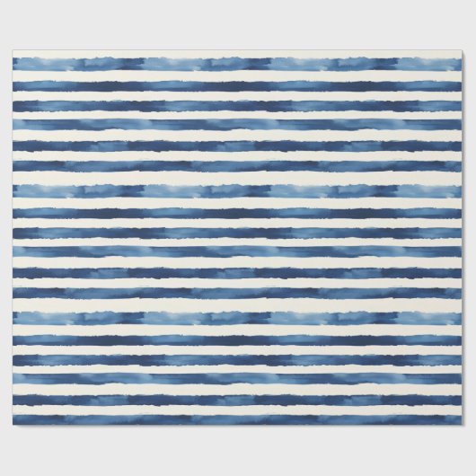 Blauw Witte Strepen Cadeaupapier (Vlak)
