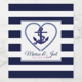 Blauw & Witte Strepen en Anker Wijn Etiket (Enkel label)