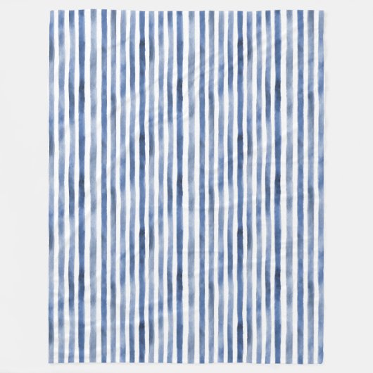 Blauw Witte Strepen  Fleece Deken (Voorkant)