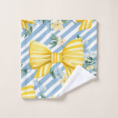 BLAUW & WITTE STREPEN GEEL & WITTE BOGEN BAD HANDDOEK (Wasdoekje)