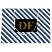 Blauw/witte strepen Grote Gift Bag Groot Cadeauzakje (Voorkant)