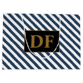 Blauw/witte strepen Grote Gift Bag Groot Cadeauzakje (Achterkant)