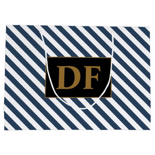 Blauw/witte strepen Grote Gift Bag Groot Cadeauzakje (Achterkant)