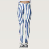 Blauw Witte Strepen Leggings (Voorkant)
