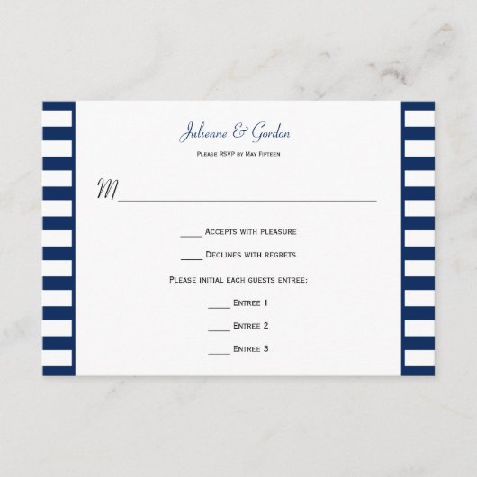 Blauw Witte Strepen Maritiem Thema RSVP (Voorkant)