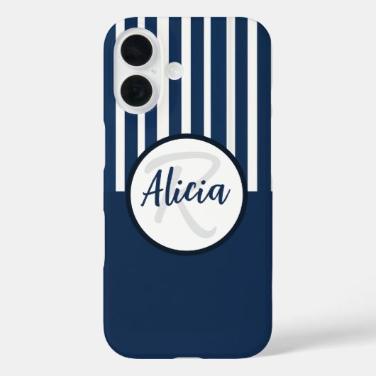 Blauw-witte strepen met kleurenblok Case-Mate iPhone case (Achterkant)
