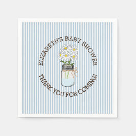 Blauw-witte strepen met Mason Jar Baby shower Servetten