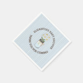 Blauw-witte strepen met Mason Jar Baby shower Servetten (Hoek)