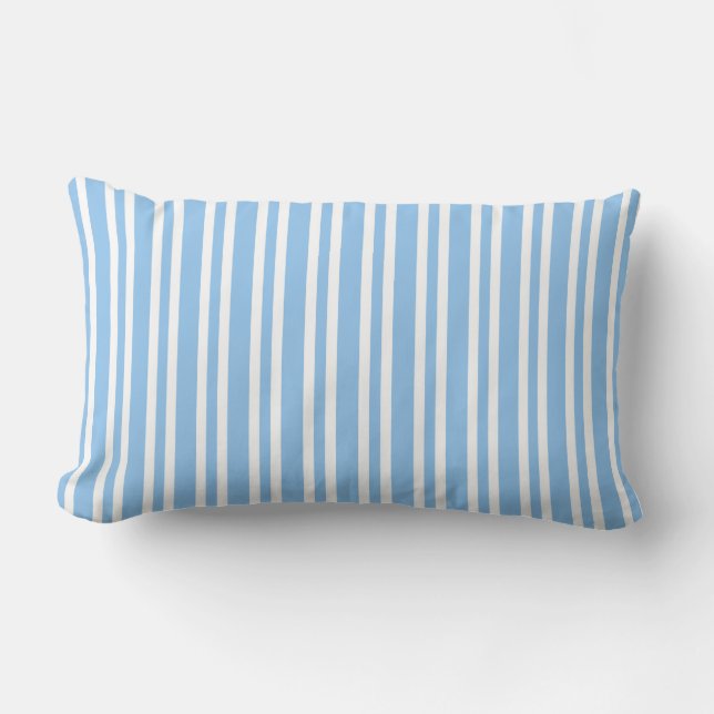 Blauw Witte Strepen Naadloos Patroon Kussen (Voorkant)