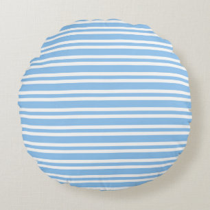 Blauw Witte Strepen Naadloos Patroon Rond Kussen