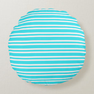 Blauw Witte Strepen Naadloos Patroon Rond Kussen