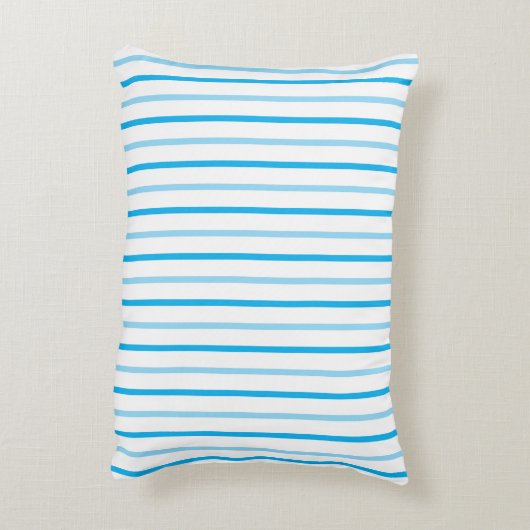 Blauw-witte strepen Naam Accent Kussen (Achterkant (Verticaal))