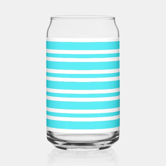 Blauw Witte Strepen Patroon Blikvorm Glas (Voorkant)