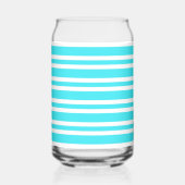Blauw Witte Strepen Patroon Blikvorm Glas (Achterkant)