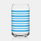 Blauw Witte Strepen Patroon Blikvorm Glas (Voorkant)