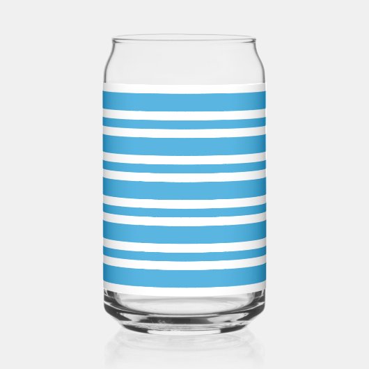 Blauw Witte Strepen Patroon Blikvorm Glas (Voorkant)