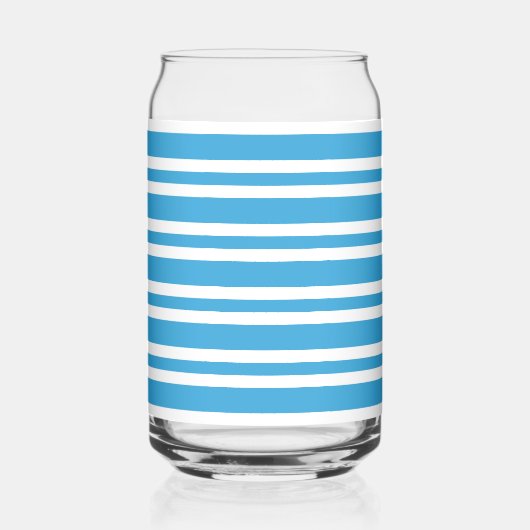 Blauw Witte Strepen Patroon Blikvorm Glas (Achterkant)