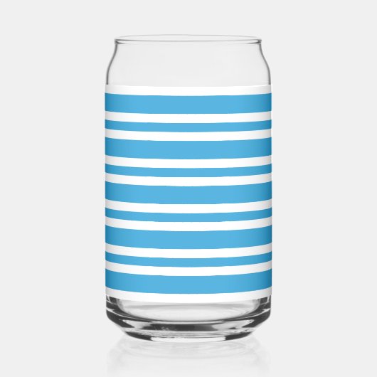 Blauw Witte Strepen Patroon Blikvorm Glas (Rechts)